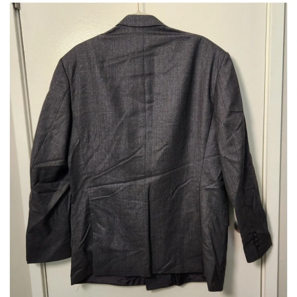 Bleiche Switzerland John Edward Mens Double Breasted Wool Suit 44R Pleats Cuffed